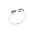 Drop ring with natural purple amethyst, in 925 rhodium silver