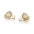 Stud earrings with natural multi-colored labradorite, in 925 rhodium silver