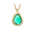 Collier avec onyx vert naturel, en argent doré 925, longueur 42+3 cm