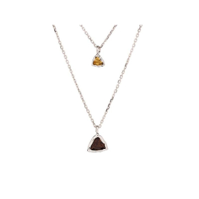 Collar triángulo con cuarzo natural y cuarzo amarillo, en plata 925 rodiada