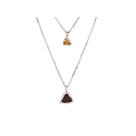 Dreieckige Halskette mit natürlichem Quarz und gelbem Quarz, aus 925 rhodiniertem Silber