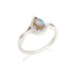 Drop ring with labradorite and zirconium oxide, in rhodium-plated silver 925