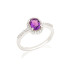 Oval ring with amethyst and zirconium oxide, in rhodium-plated silver 925