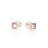 Round stud earrings with natural rose quartz, in 925 rhodium silver