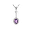 Oval pendant with amethyst and zirconium oxide, in rhodium-plated silver 925