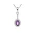 Pendentif ovale avec améthyste et oxyde de zirconium, en argent rhodié 925