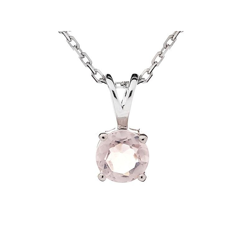 Ronde hanger met natuurlijk rozenkwarts, in 925 gerhodineerd zilver