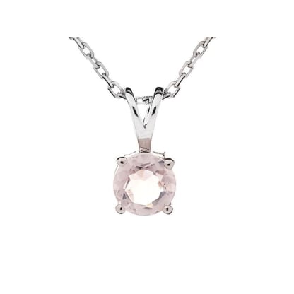 Ronde hanger met natuurlijk rozenkwarts, in 925 gerhodineerd zilver