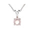 Ciondolo tondo con quarzo rosa naturale, in argento 925 rodiato