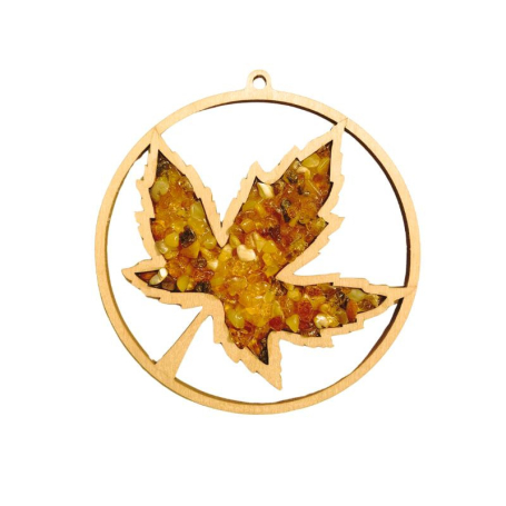 Maple Leaf Charging and Deco Plate with Birch and Amber, 11 cm