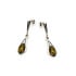 Orecchini pendenti con ambra verde naturale ovale, argento invecchiato 925
