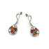 Dangle earrings with round natural cognac amber, 925 antique silver