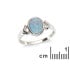 Inel cu opal dublu australian oval albastru, din argint 925 placat cu rodiu