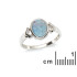 Ring with oval Australian doublet blue opal, in 925 rhodium silver