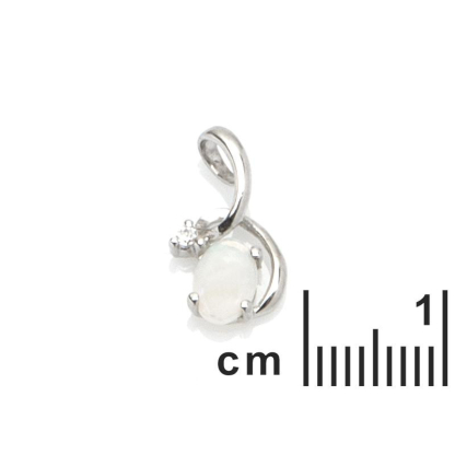 Colgante con ópalo y óxido de circonio, en plata 925 rodiada, altura 1,3 cm