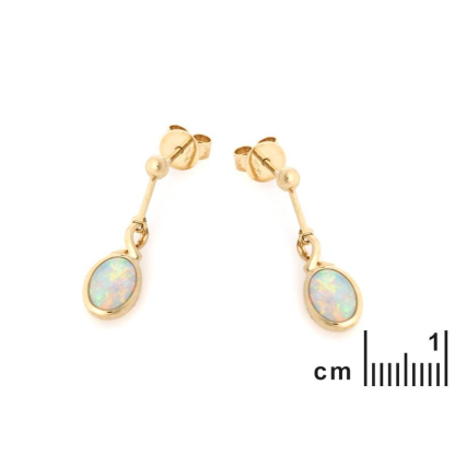 Cercei cu opal alb natural din Australia, din aur 750