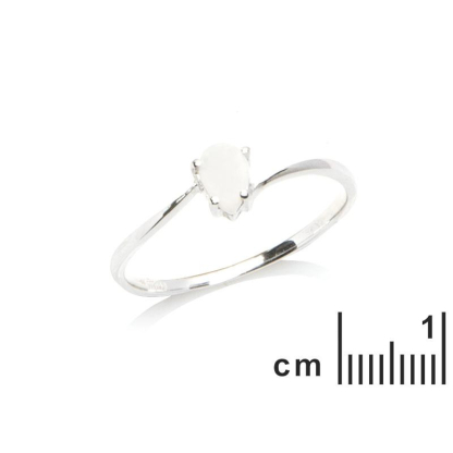 Ring mit Tropfen aus natürlichem weißem Opal aus Australien, aus rhodiniertem Silber 925
