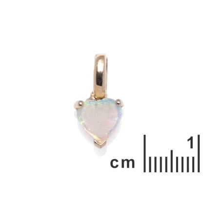 Ciondolo cuore con opale bianco naturale, in oro 750