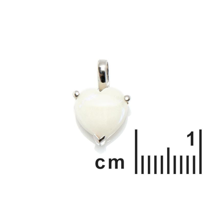 Pendentif coeur avec opale blanche, en argent rhodié 925, hauteur 0,8+0,7 cm