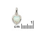Heart pendant with natural white opal, in 925 rhodium silver