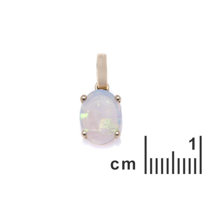 Pingente com opala branca australiana oval natural, em ouro 750/1000