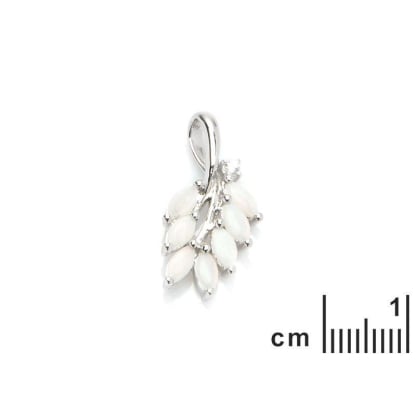 Colgante con ópalo y óxido de circonio, en plata 925 rodiada, altura 2,5 cm