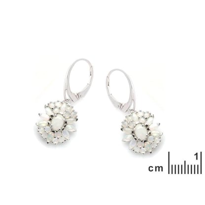 Ohrringe mit natürlichem weißem Opal, aus rhodiniertem Silber 925