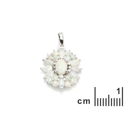 Colgante con ópalo blanco, en plata 925 rodiada, altura 2+0,5 cm