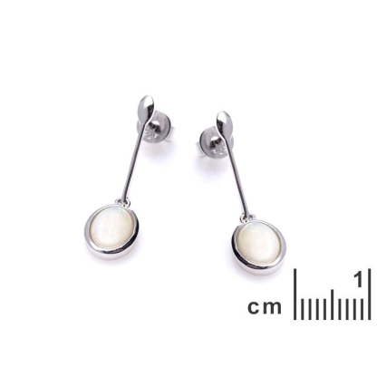 Boucles d'oreilles pendantes avec opale blanche ovale, en argent rhodié 925