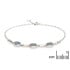 Pulseira com gibão oval opala azul, em prata 925 banhada a ródio, comprimento 18+1 cm