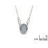 Colier cu dublu opal albastru, din argint 925 rodiu, 42 + 3 cm