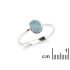 Inel cu opal dublu australian oval albastru, din argint 925 placat cu rodiu