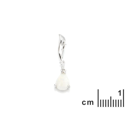 Colgante con gota de ópalo y óxido de circonio, en plata 925 rodiada