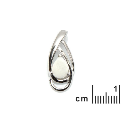 Pendentif avec opale blanche naturelle d'Australie goutte, en argent rhodié 925