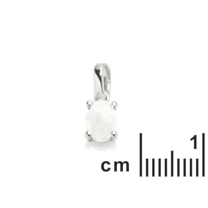 Pingente com opala branca australiana oval natural, em prata 925 banhada a ródio