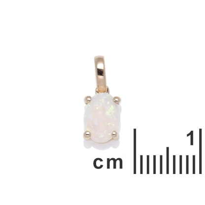 Pingente com opala branca australiana oval natural, em ouro 750