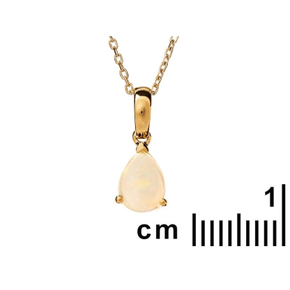 Pingente com gota de opala australiana branca natural, em ouro 750