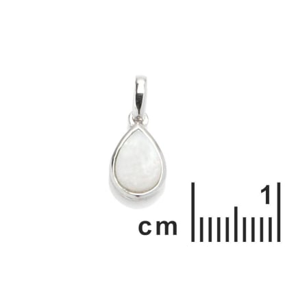 Anhänger mit Tropfen weißem Opal, aus 925 rhodiniertem Silber, Höhe 0,9+0,6 cm