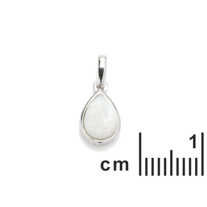 Pandantiv cu picătură opal alb, din argint 925 rodiu, înălțime 0,9+0,6 cm