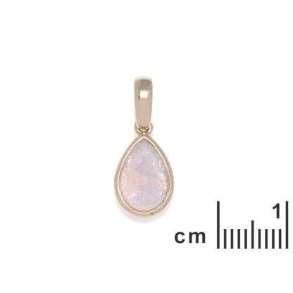 Pingente com gota de opala australiana branca natural, em ouro 750