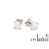 Cercei tip stud cu opal alb natural rotund, din argint 925 placat cu rodiu