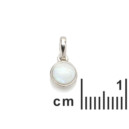 Anhänger mit natürlichem weißem Opal aus Australien, rund, aus rhodiniertem Silber 925