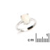 Anello con opale bianco australiano naturale ovale, in argento 925 rodiato