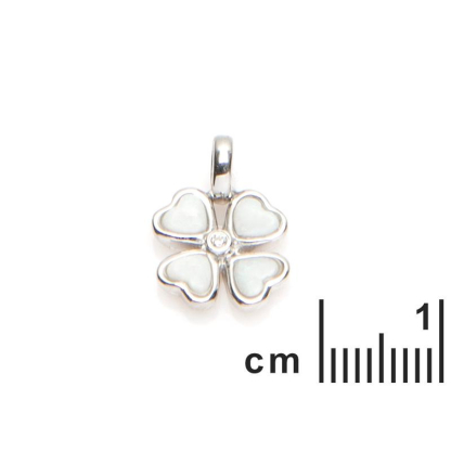 Colgante con corazón de ópalo blanco, en plata 925 rodiada, altura 1+0,6 cm