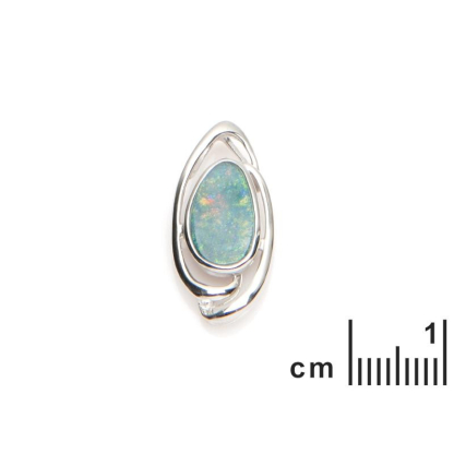 Ciondolo con opale blu ovale doppietto australiano, in argento 925 rodiato