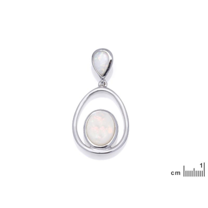 Pendant with white opal, in rhodium-plated silver 925, height 2.8 cm