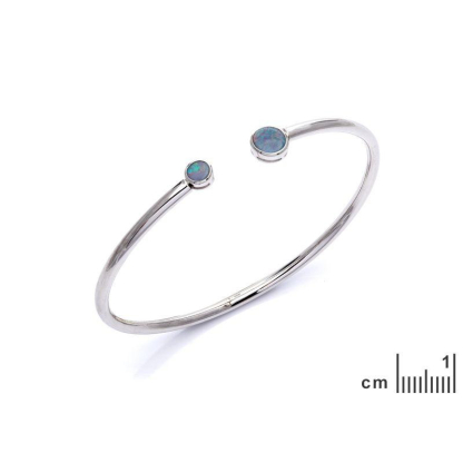 Bracciale con doppietto rotondo opale blu proveniente dall'Australia, in argento 925 rodiato