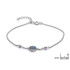 Bracciale con opale blu doppietto tondo, in argento 925 rodiato, lunghezza 17+3 cm