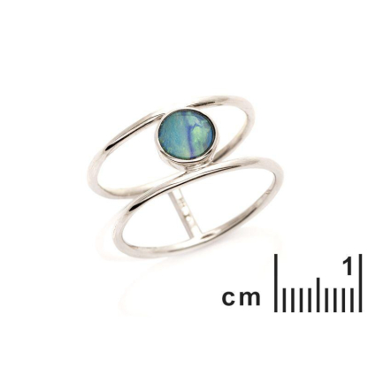 Ring mit rundem australischen Dublett-Blauopal, aus rhodiniertem 925er Silber