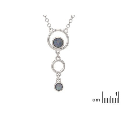 Halsketting met doublet blauwe opaal, in 925 gerhodineerd zilver, 42 + 3 cm